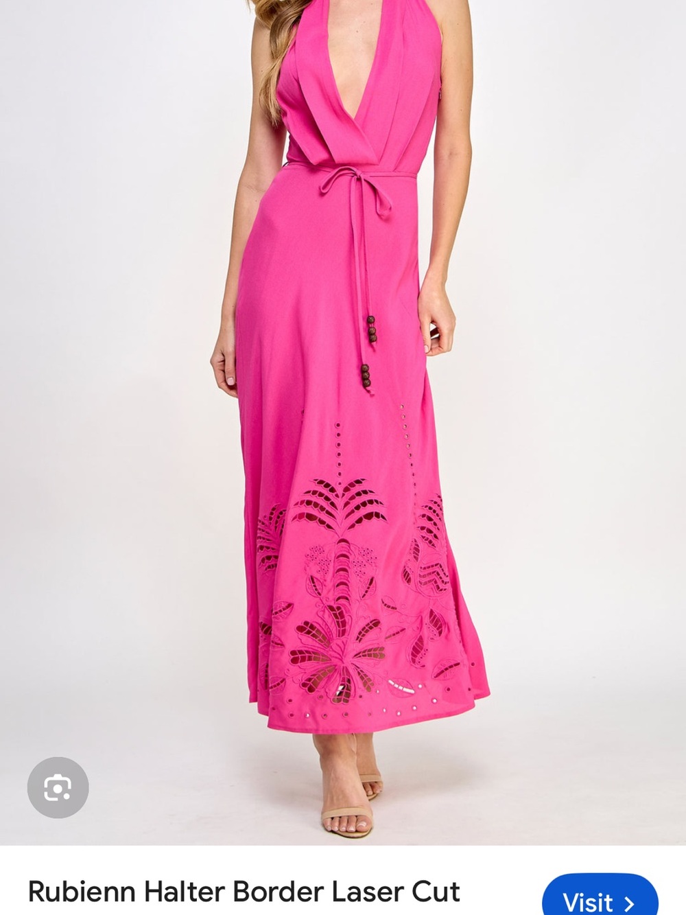 NWT-LoveDen Boutique drop item! Halter Maxi Dress - Hot Pink Laser Cut Border